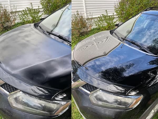 Before and after car detailing comparison