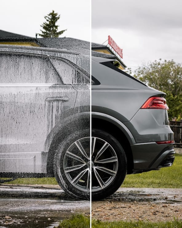 Vehicle paint polished to a mirror shine